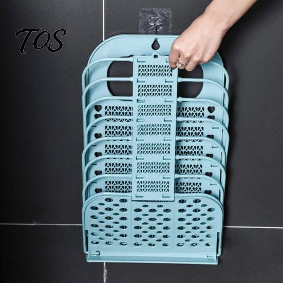 Wall Mounted Clothes Organizer Foldable Laundry Basket, Breathable Hollow Design, Small Bathroom Organization Space Saving Organizer, for Dormitory
