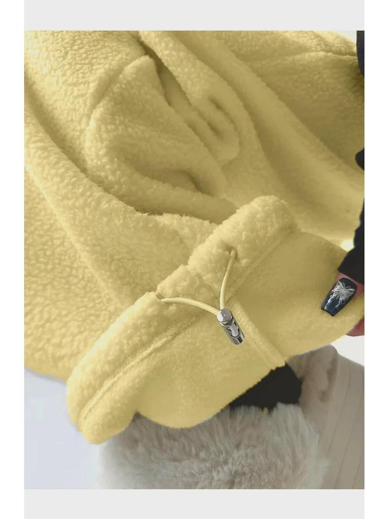 Damskie dwustronne pluszowe polarowe spodnie z szerokimi nogawkami – leniwe, stylowe, z wysokim stanem, ciepłe, luźne, wszechstronne spodnie zimowe.