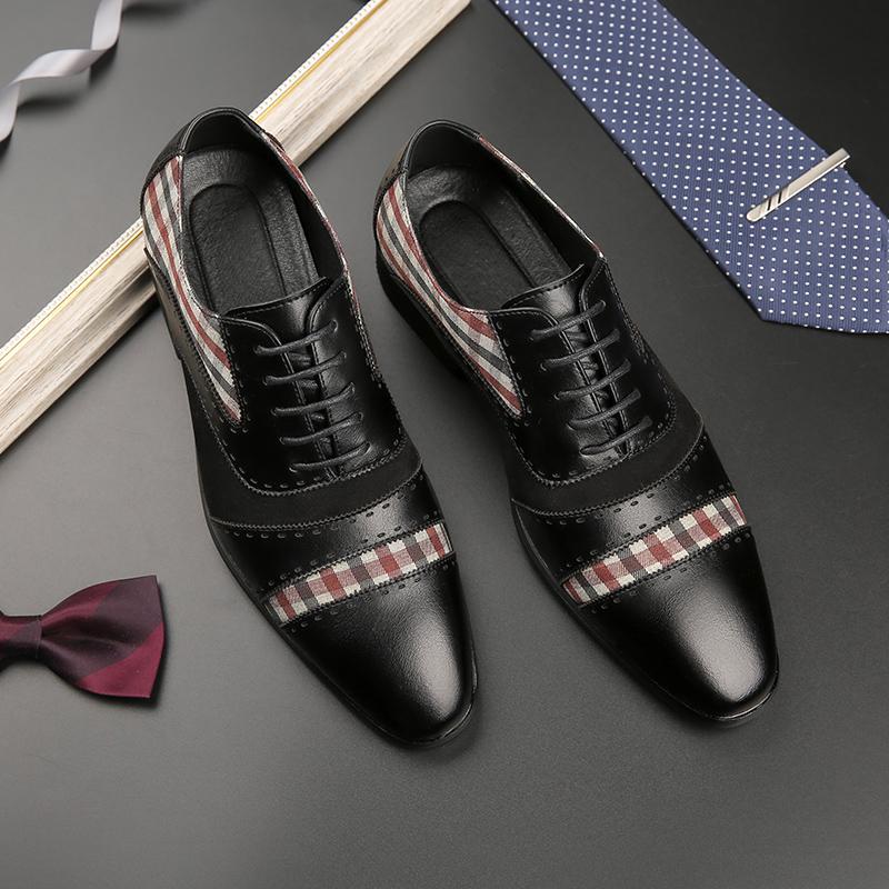 Luxury Designer New Pointed Patchwork Classic Leather Shoes Men Wedding Dress Prom Formal Footwear Sapatos Tenis Masculino
