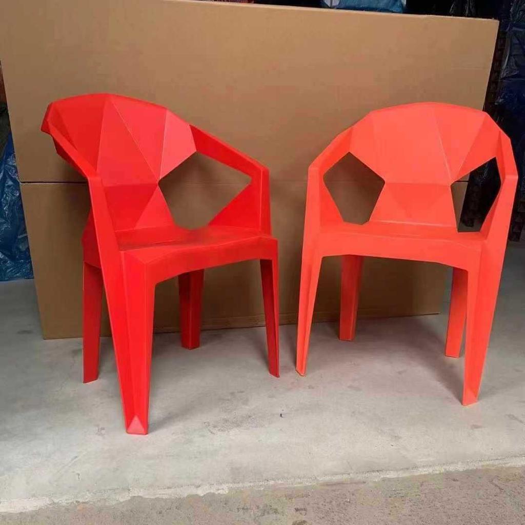 Stackable Outdoor Plastic Armchair with Backrest & Thickened Stool for Dining or Leisure