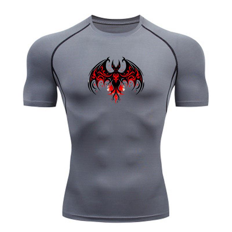 Men's Compression Fitness Sports T-Shirt, Gothic Tribal Red