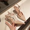 pointed head shallow mouth high heel women's sandals new one-word buckle bag head hollow thin heel high heel sandals women
