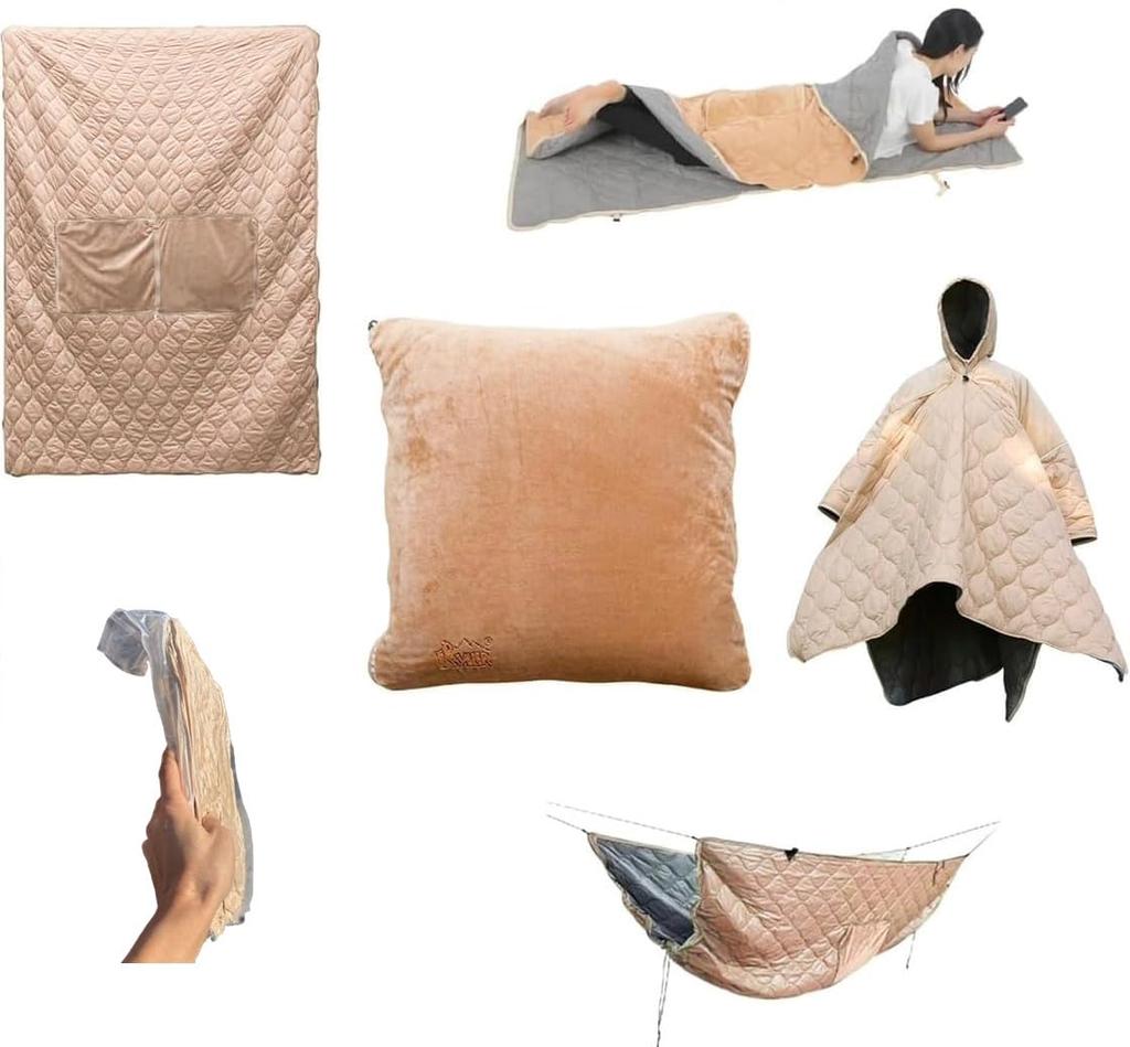 Traveler Outdoor Disaster Prevention Disaster Prevention Sleeping Water Evacuation Apricot Supplies, Multi-Function Cushion, Poncho, Blanket, Sheet,