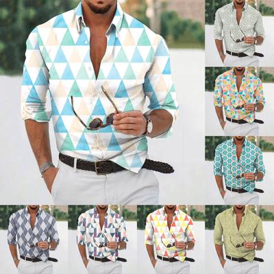 Ontwerper lente zomer heren casual 3D Halloween print Hawaii shirt blouse lange mouwen