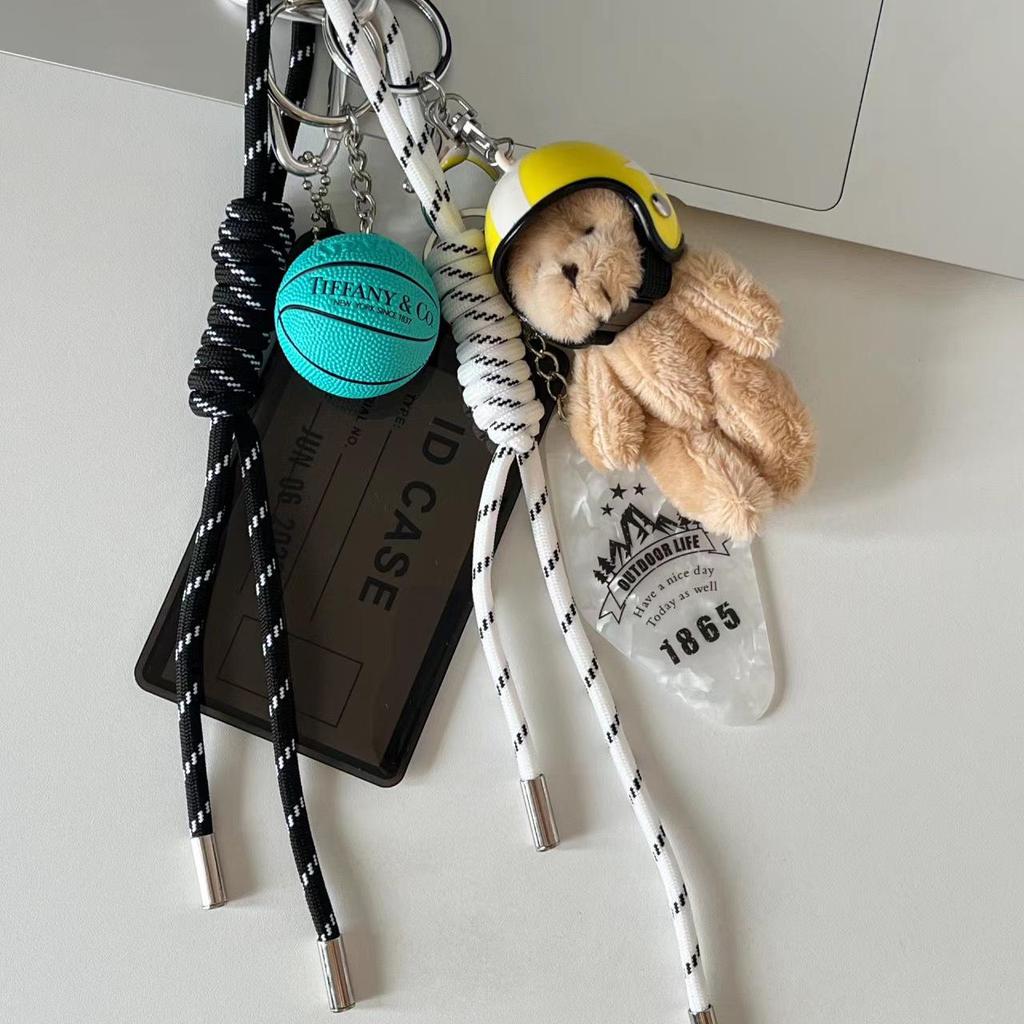 Miu Plush Tennis Bag Pendant: Niche Design with Braided Rope Keychain