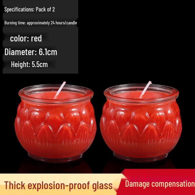 Smokeless 24-hour Lotus Ghee Candles for Home & Buddha Offerings - Long-lasting, Flat-Mouth Design