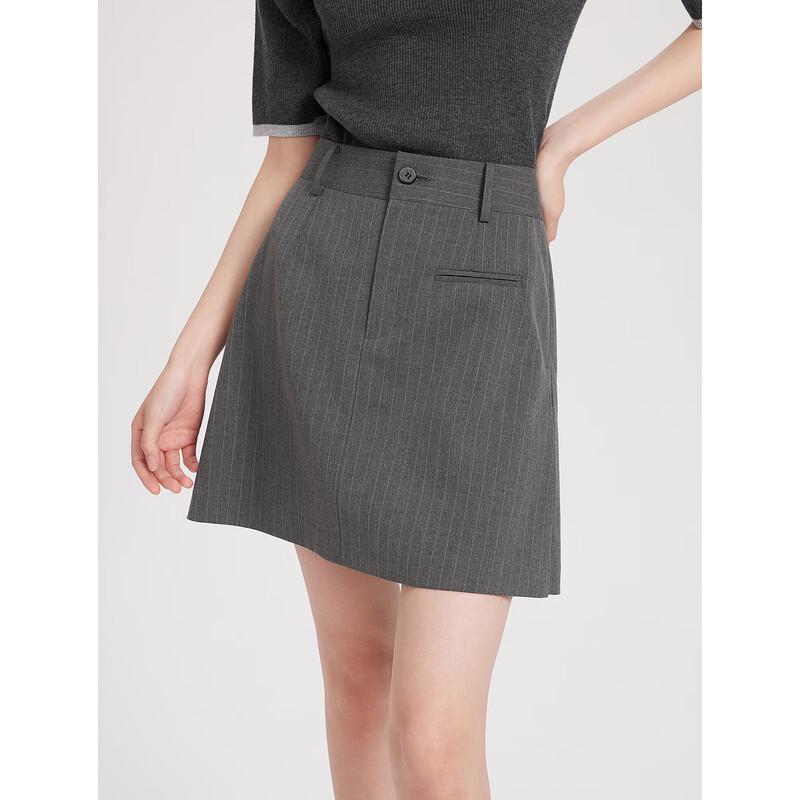 ELLE Women s Striped Slit A-Line Mini Skirt S полосатый