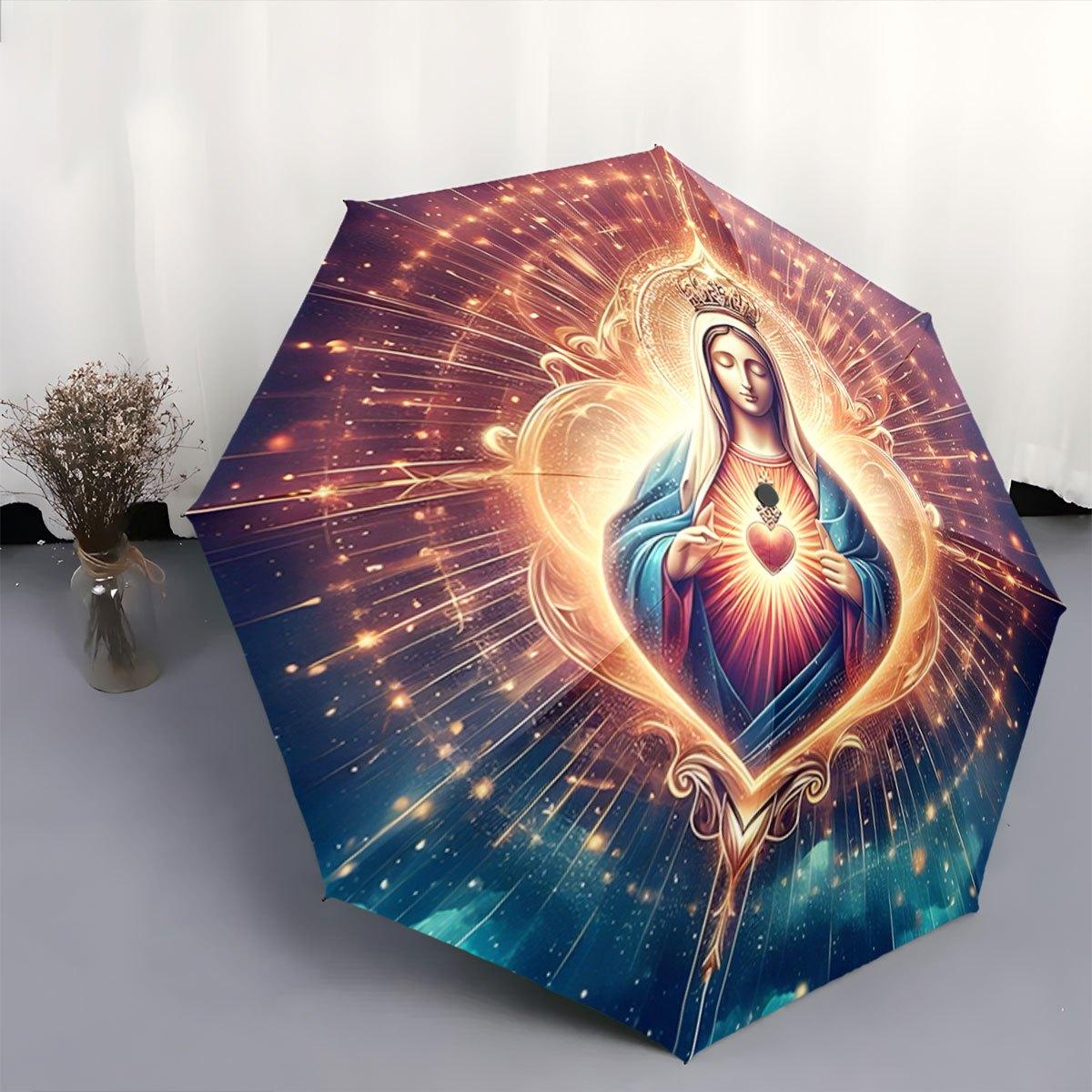 

-Designed Folding Umbrella Featuring a Sparkling Heart Pattern, Perfect As a Portable Gift for Christmas And Other Festive Occ (as the picture,Iron&8K)
