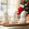 Decoratieve Sneeuwpop voor Kerstmis 3D Geprinte Figuur, Klein Tafelblad Beeldje met Boom Hangende Hangers Sjaal/Stropdas, Feestelijk Ornament Bureau,