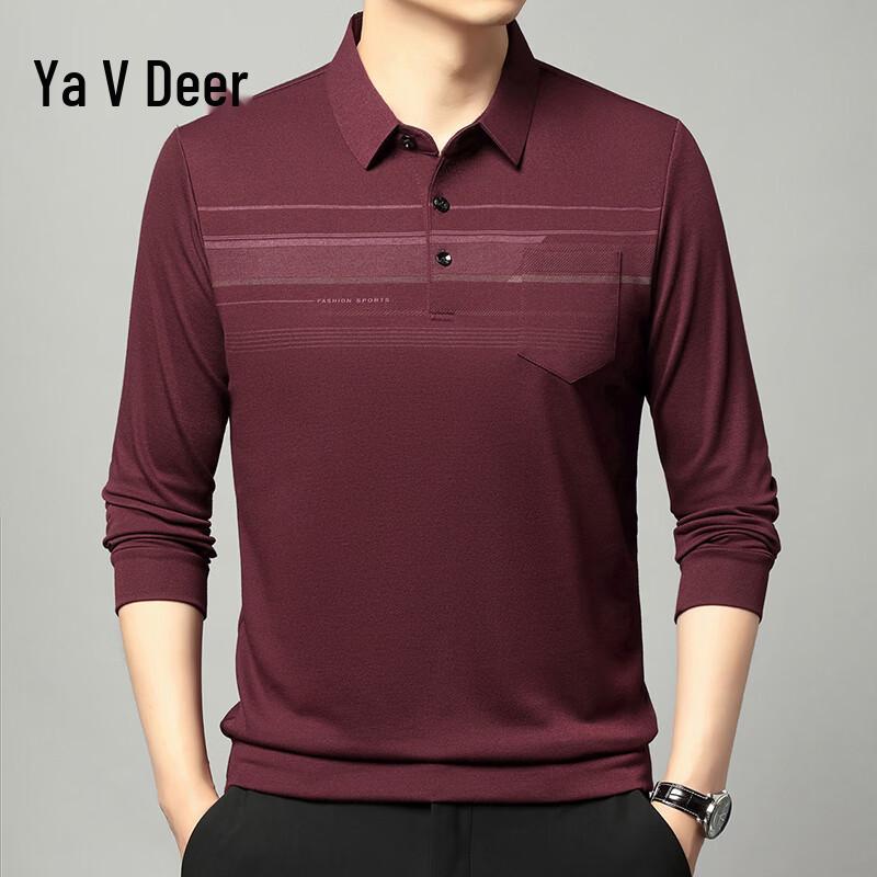 Yalu Men s Casual Lapel Long-Sleeve Top XXXXL