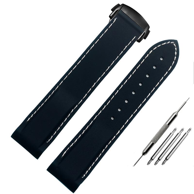 Bracelet de montre en caoutchouc et silicone Classic Arc, 20 mm/22 mm, compatible avec Omega Seamaster GMT Diver 300 Speedmaster Seiko Hamilton