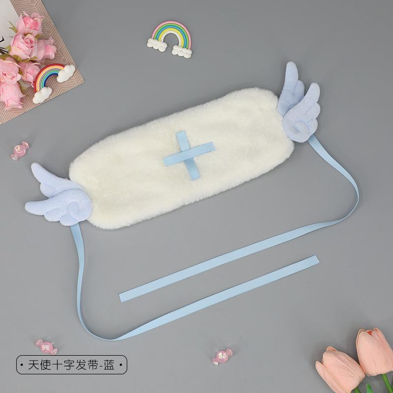 Plush angel wings ears headgear comic show props cross ribbon headgear girl lolita headband
