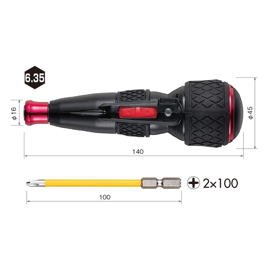 VESSEL Electric Ball Grip Driver with 1 Dendoruball Bit, 220USB-1