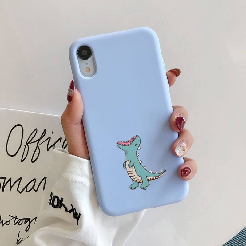 Cute dinosaur Liquid Silicone Phone Case for iphone 13 12 11 Pro Max XR XS X Soft Candy Cover for iPhone 6 6S 7 8 Plus Cases