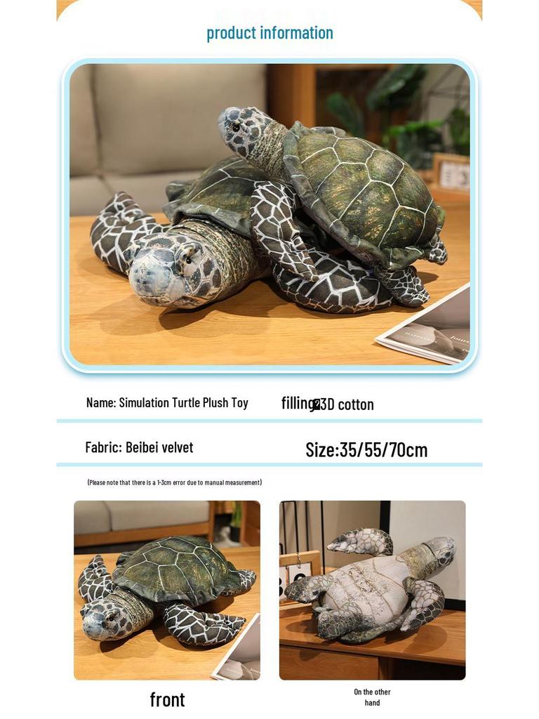 Sea Turtle Plush Pillow Toy - Marine Animal Doll for Kids