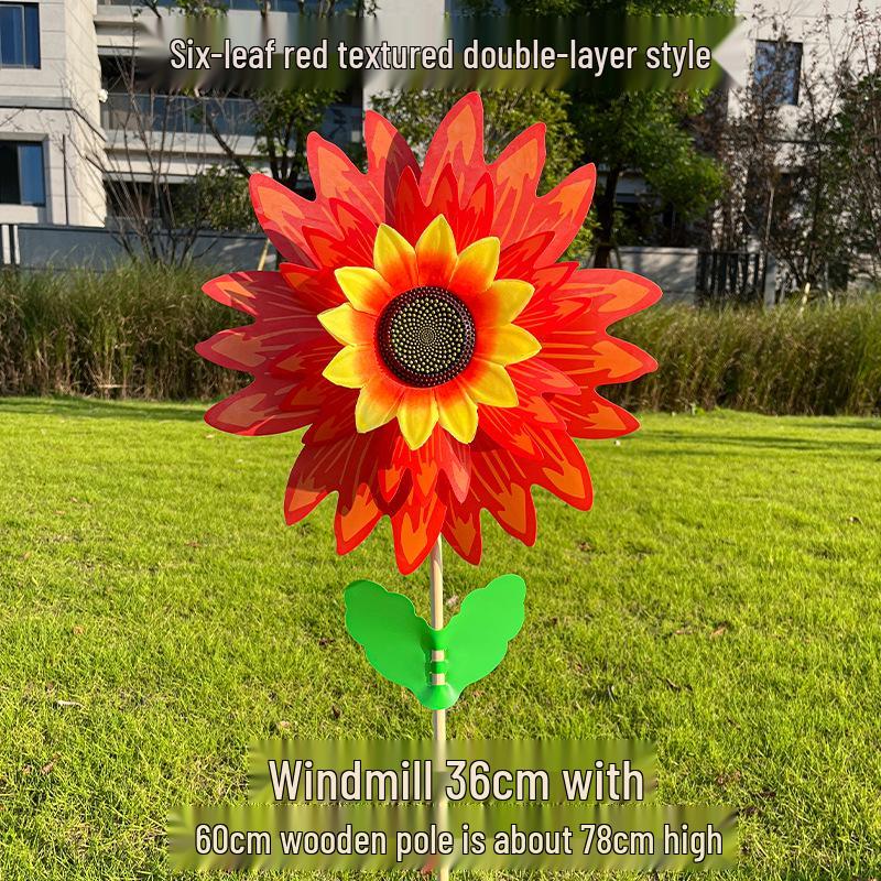 Colorful Sunflower Double-Layer Children's Handheld Pinwheel for Outdoor Decoration