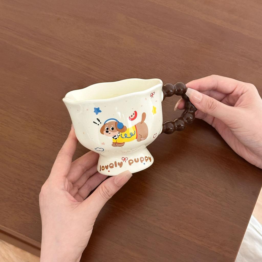 Niedlicher Dackel Welpe Tasse Keramik Wasserbecher Mädchen Zuhause Frühstück Kaffee Milch Tasse Praktisches Geschenkset