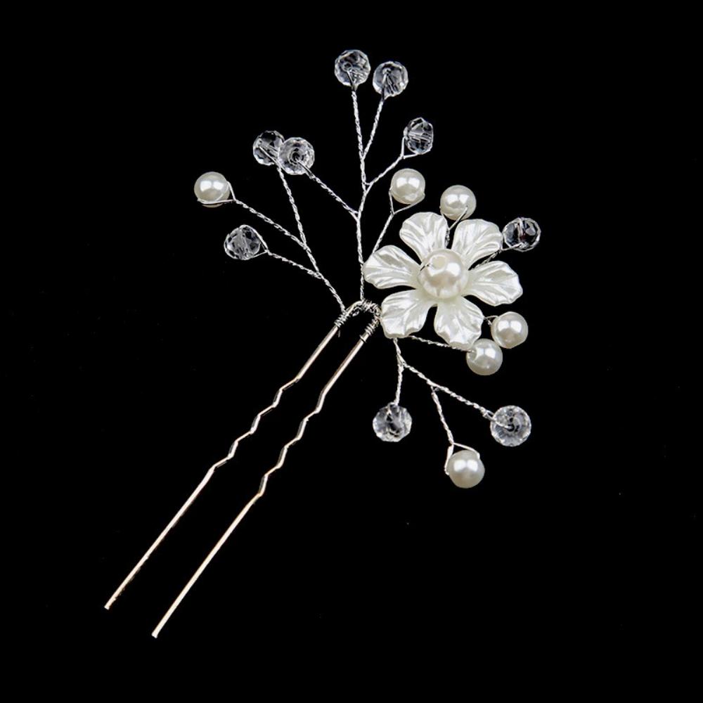 1 Piece Satin Flower Pearl Crystal Hairpin, Forest Fairy Style, Suitable for Bridal Look / Daily Updos / Party Wear