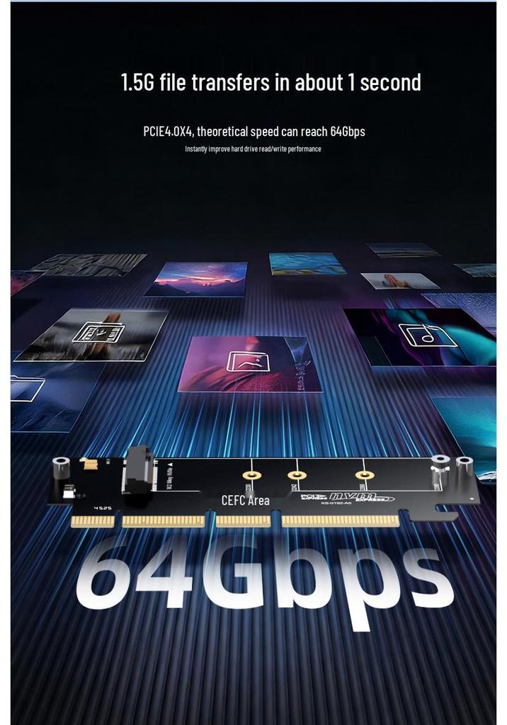 PCIe to M.2 NVMe Expansion Card: 64Gbps High-Speed Transmission, Compatible with 2230/2242/2260