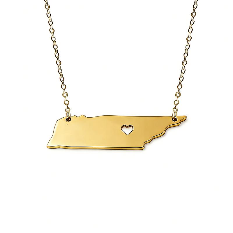 Stainless Steel Tennessee Map Pendants Necklaces United State Map Necklace Jewelry Accessories золотой
