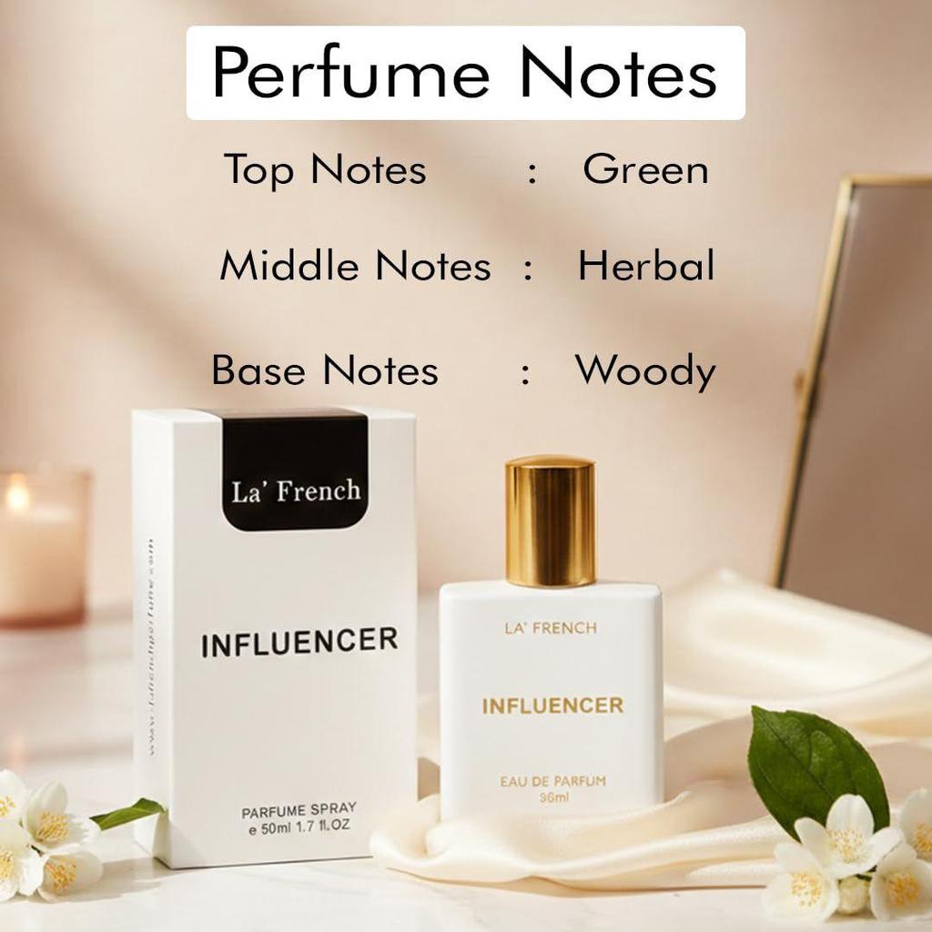 La French Influencer Unisex Perfume 50ml | Long-Lasting Premium Fragrance | Green, Herbal & Woody Notes | Bold Luxury Perfume Spray for Men & Women