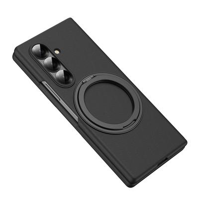 For Samsung Galaxy Z Fold7 5G Magnetic Case Ring Kickstand Hard PC Cover with Tempered Glass Screen Film