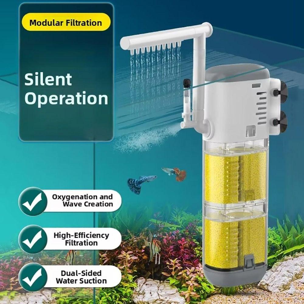 1Pcs Durable 8/12/18/25W Aquarium Filter Pump Removable Built-In Fish Tank Air Pump 220V 3 in 1 Fish Tank Filter Aquarium
