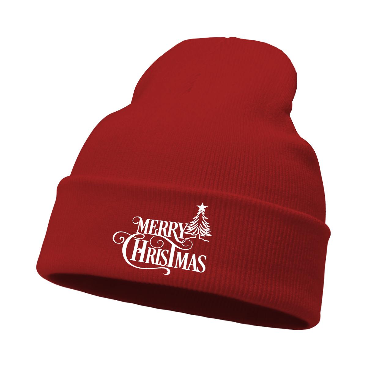 Merry Christmas Print Unisex Winter Hats Knit Hat Beanie Skullies Beanies Stylish Sporting Knitted Cap Beanie Perfect For Travel