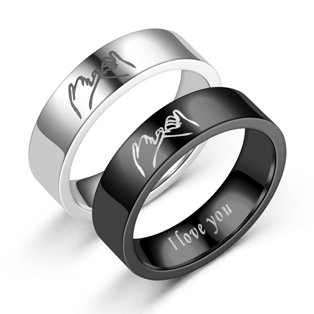 1Pc Vintage I Love You Hand In Hand Fashion Multipurpose Titanium Steel Ring