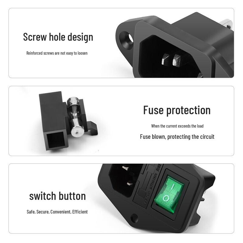 AC Power Inlet Socket with Switch and Fuse