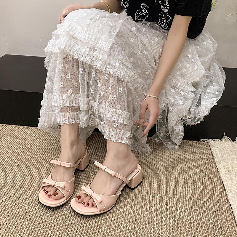 Wedge Heel Sandals Women's 2025 New Summer Wear with Cool Slippers with Skirts, Beautiful French High-heeled Slippers