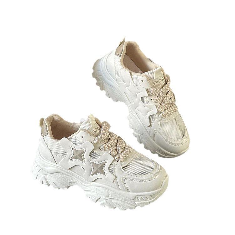 Dad Shoes Autumn New Thick-soled Star Color Matching College Style Versatile Height-increasing Muffin Sports and Leisure Shoes Women