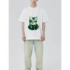 Black Oversized T Shirt with Green Cat Wearing Sunglasses and Leather Jacket Graphic for Casual Streetwear Style