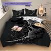 3pcs Midnight Moonlit Skull Printed Duvet Cover Set (1 * Cover+2 * Pillowcase, Without Core), Suitable for Home Bedroom, Guest Room, Dormitory De