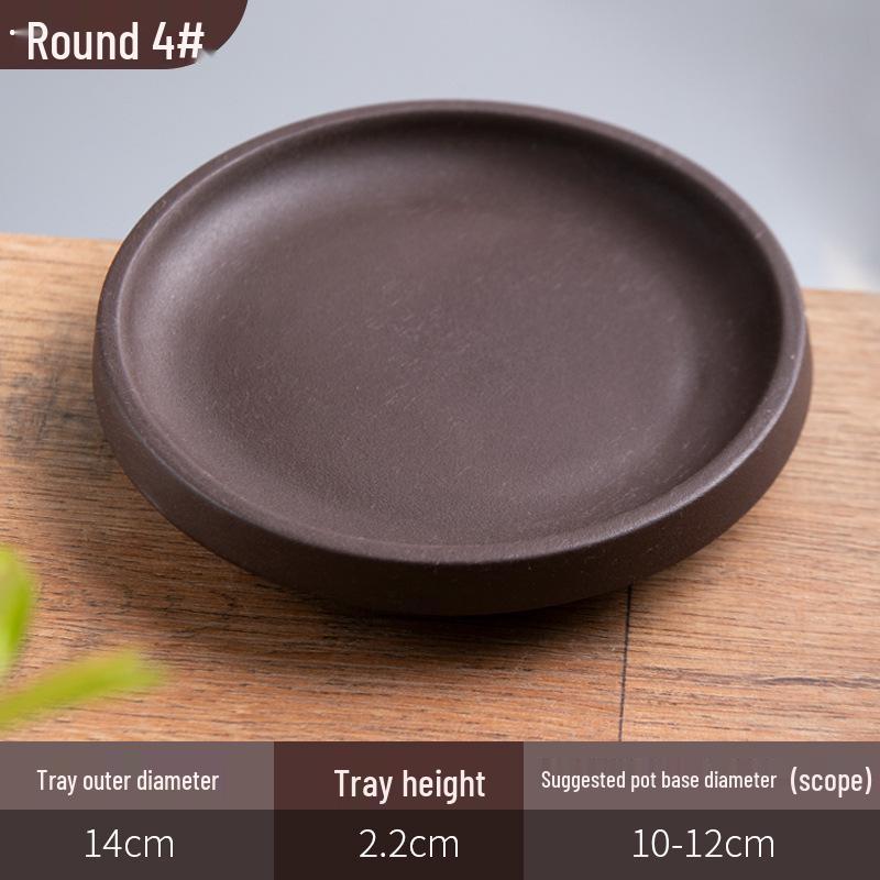 Purple Clay Ceramic Flower Pot Tray - Rectangular/Round Base for Water Catching Bonsai