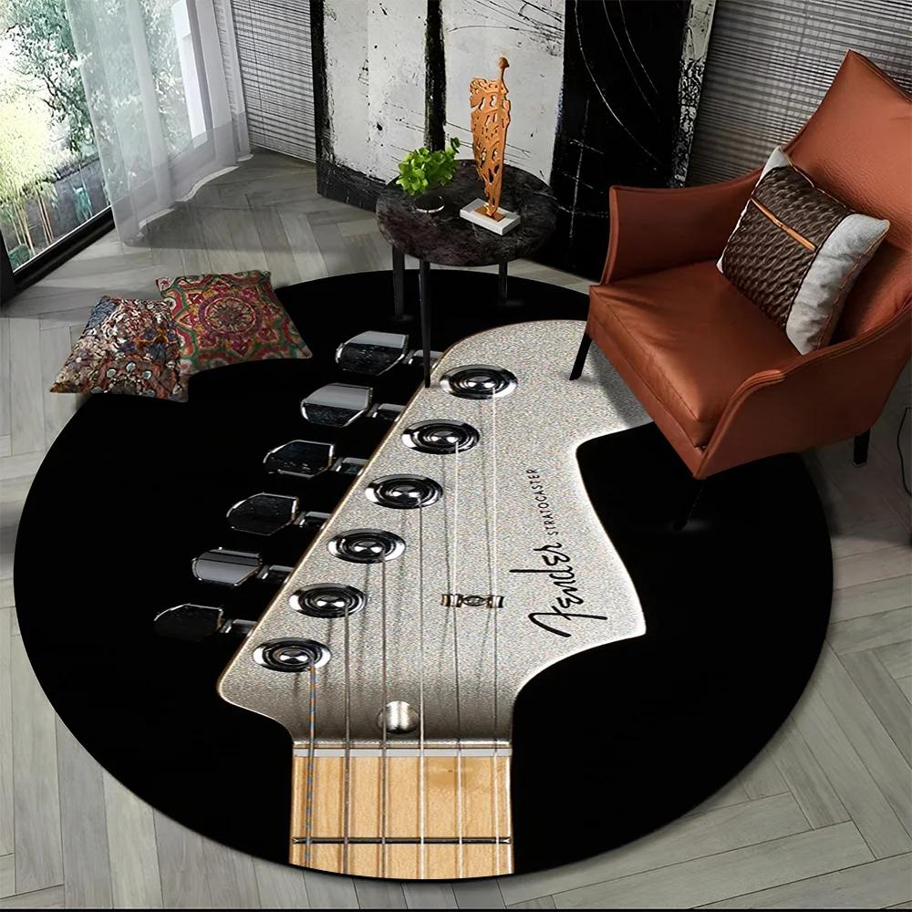 29 Style New Fender Retro Guitar Instruments Music Round Carpet Rug for Bedroom Living Room Sofa Decoration,pet Decor Floor Mat