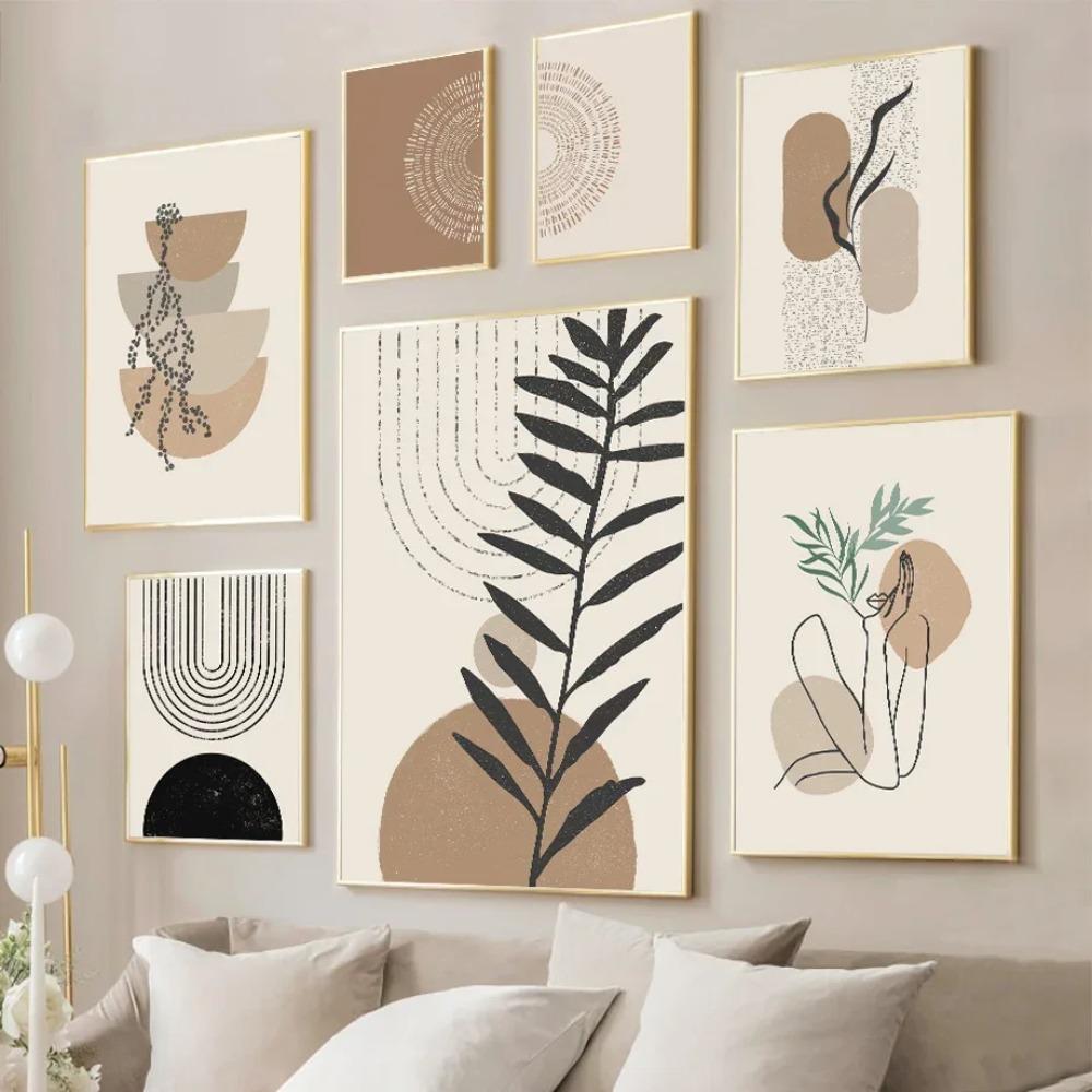Boho Abstract Line Girl Geometric Color Block Wall Art Canvas Painting Nordic Posters Prints Wall Pictures for Living Room Decor