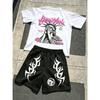 Modefigur Bokstäver Roligt Tryck 11 Färger Utomhus Gata Barn T-shirt och Shorts 2-delat Set Sommar Casual Outfit Pojk och Flickas Sportset