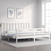 VidaXL Bed Frame with Headboard White 200x200 Cm Solid Wood 3193812