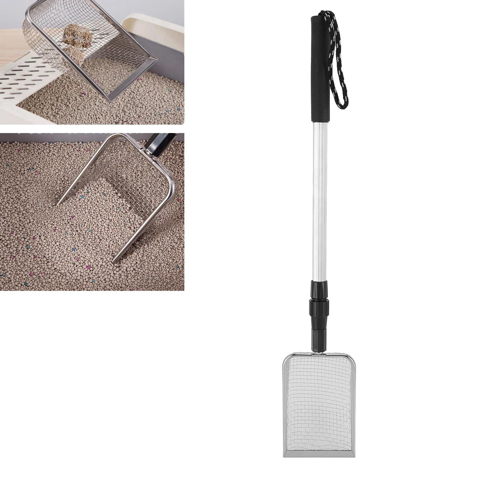 Chicken Poop Scooper Adjustable Stainless Steel Metal Litter Scoop Long Handle Cat Litter Sifter For Home