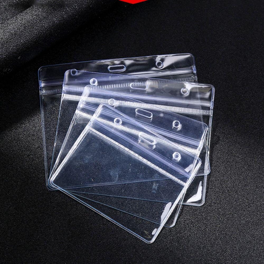 1PC New PVC Sealed Card Sleeve Transparent Waterproof ID Card Badge Holder Vertical/Horizontal Name Card Protector Cover