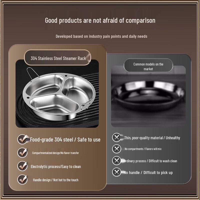 ZISIZ 304 Stainless Steel Divided Steaming Plate