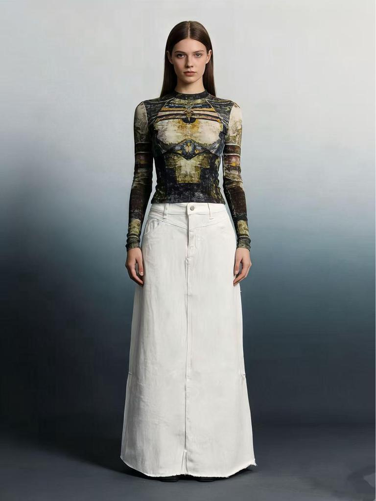 Summer Women's Loose Straight Denim Maxi Skirt - European/American Style