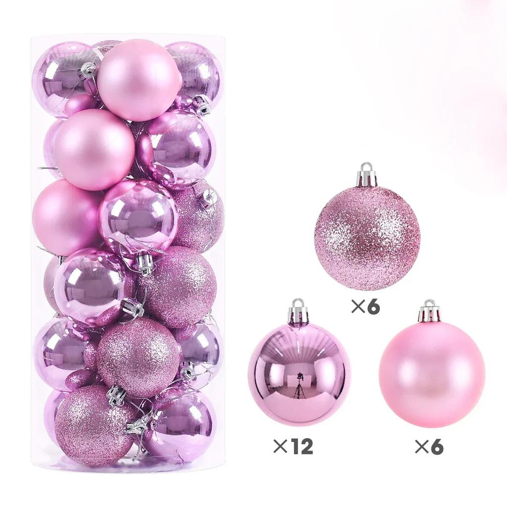 3/4/6cm 24Pcs Christmas Tree Balls Multicolor Xmas Ball Decorations Glitter Christmas Baubles Ornament Ball Party Home Decor lij