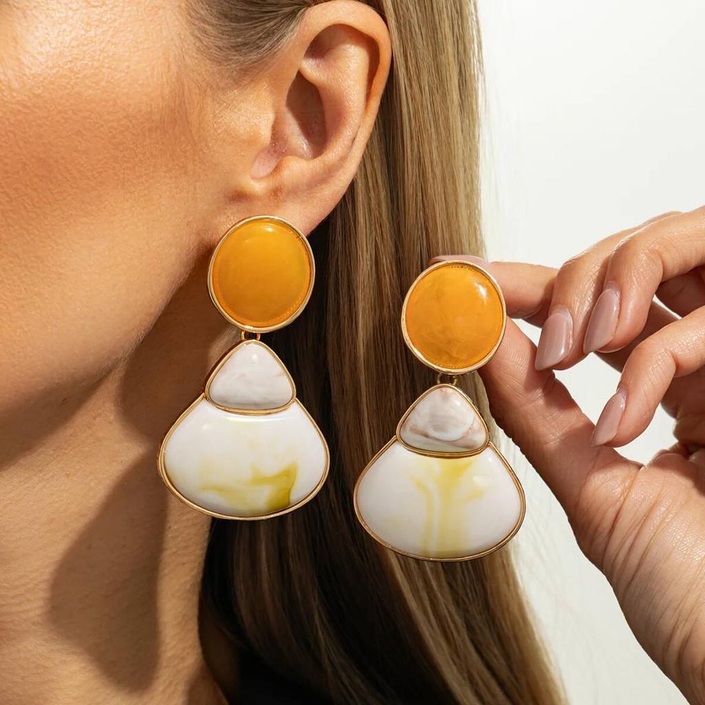 Salircon 5 Styles Retro Hollowout Round Drop Earrings Women Boho Acrylic Bead Tassel Pendant Earring Trendy Jewelry Accessories