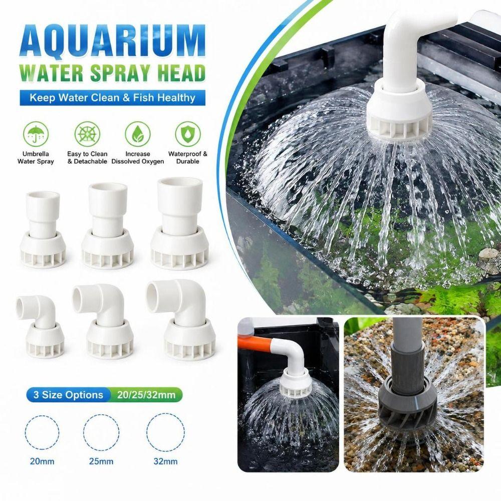 Rotatable Outlet Aquarium Filter Screen 20/25/32mm Aquarium Water Spray Head Fish Tank Plumbing