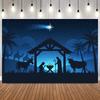 Christmas Religion Nativity Background Photograph Starry Night Festival Birthday Baby Shower Decor Photo Backdrop Banner Prop2