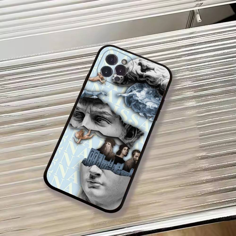 R-Renaissance art Painting Phone Case For iPhone 17,16,15,14,13,12,11 Plus,Pro Max,XS,Soft Black Cover