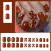Shine Artificial Tips 24Pcs Kit Maple Leaf Design Short Rectangular Press On Nail Tips Glittering Face Not Need Adhesive