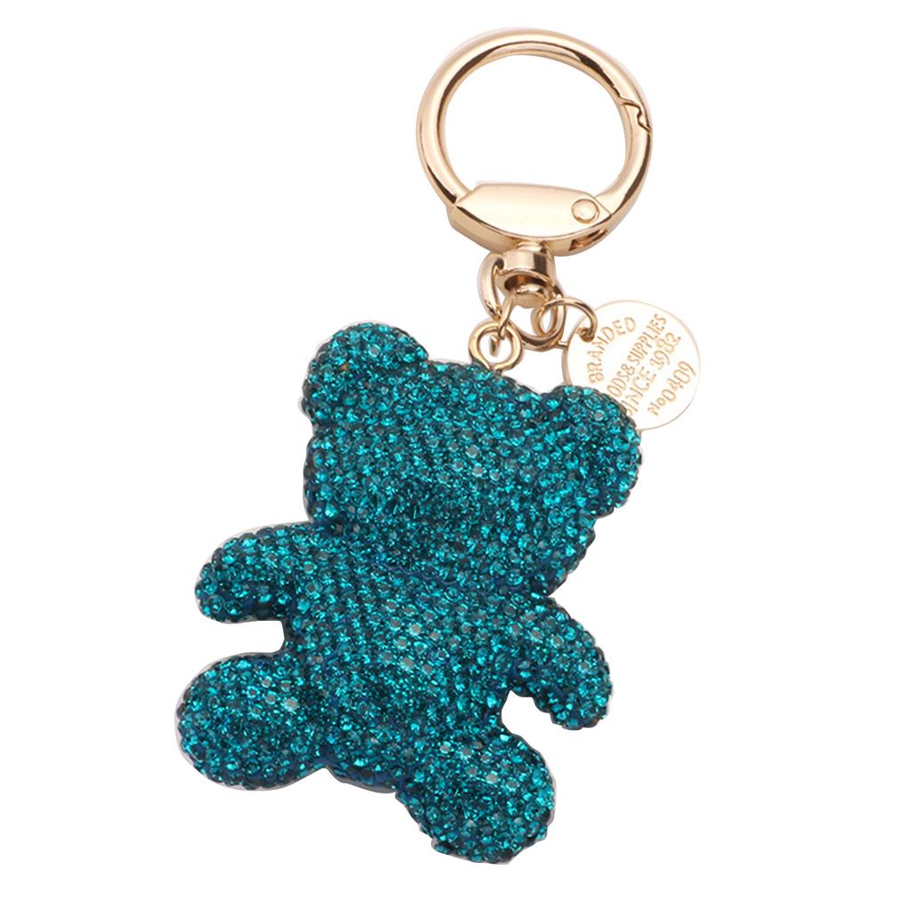 Cartoon Bear Keychain Pendant Cute Rhinestone Bear Keyring Charm Decorations Bag Keyring Hanging Ornament Car Keys Ring